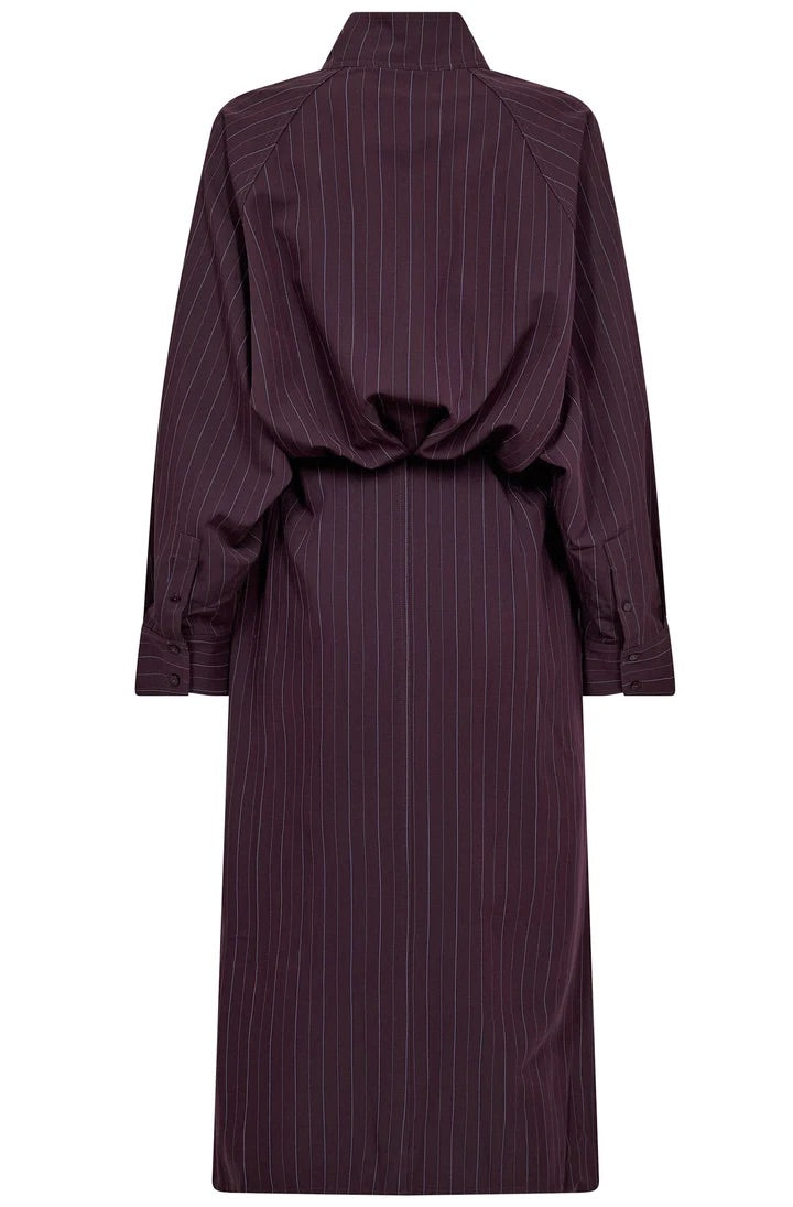 Co'couture Trinny CC gestreepte midijurk met vleermuismouwen – pruimpaars