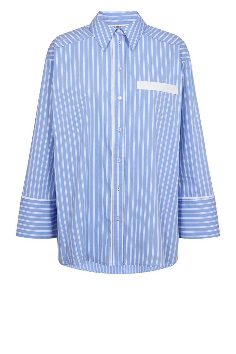 Co'couture Suri oversized gestreept overhemd – blauw