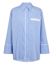 Co'couture Suri oversized gestreept overhemd – blauw
