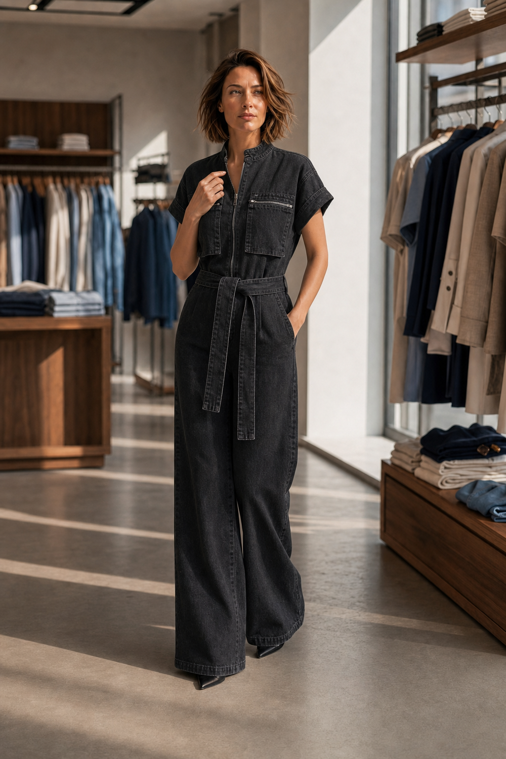 Co'couture Pancy CC jumpsuit met ritssluiting – zwart