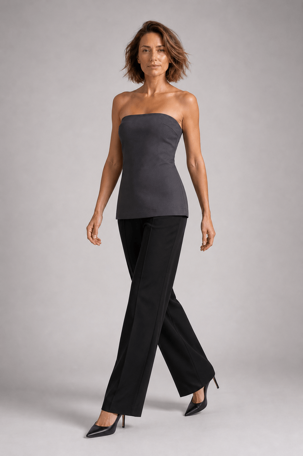 Neo Noir Leafie gemêleerde top – donkergrijs