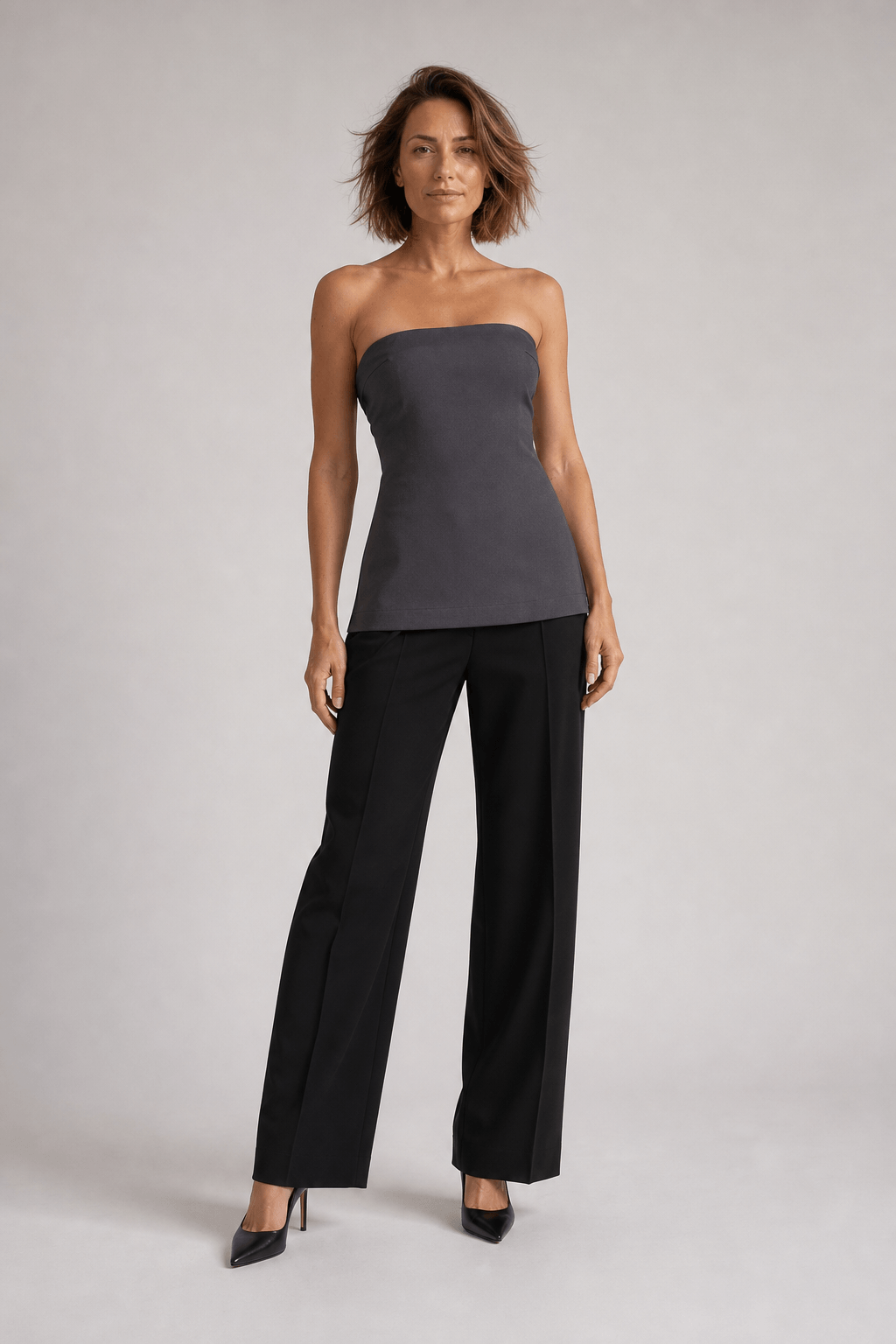 Neo Noir Leafie gemêleerde top – donkergrijs