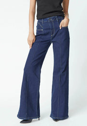 Co'couture Theo CC jeans met wijde uitlopende pijpen – donkere denim