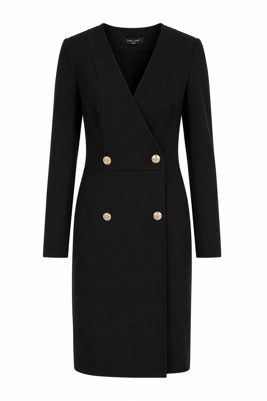 Zwarte Marciano by Guess blazerjurk met dubbele knopenrij.