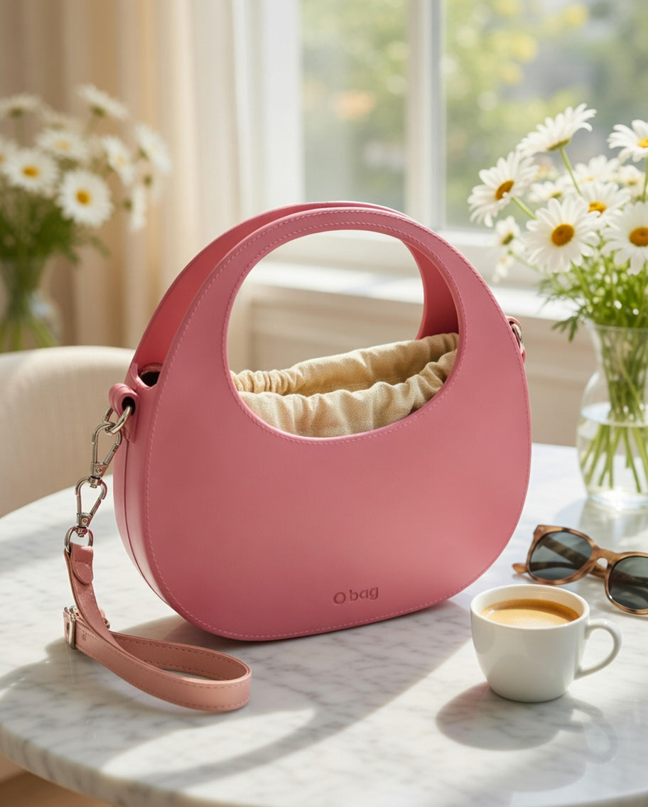 O bag Chase – Rose Pink Moon Bag with Powder Strap & Cream Interior