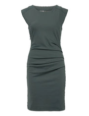 Kaffe KAindia Balsam Green Ruched Side Bodycon Dress – Round Neck Cap Sleeves Knee Length | Women