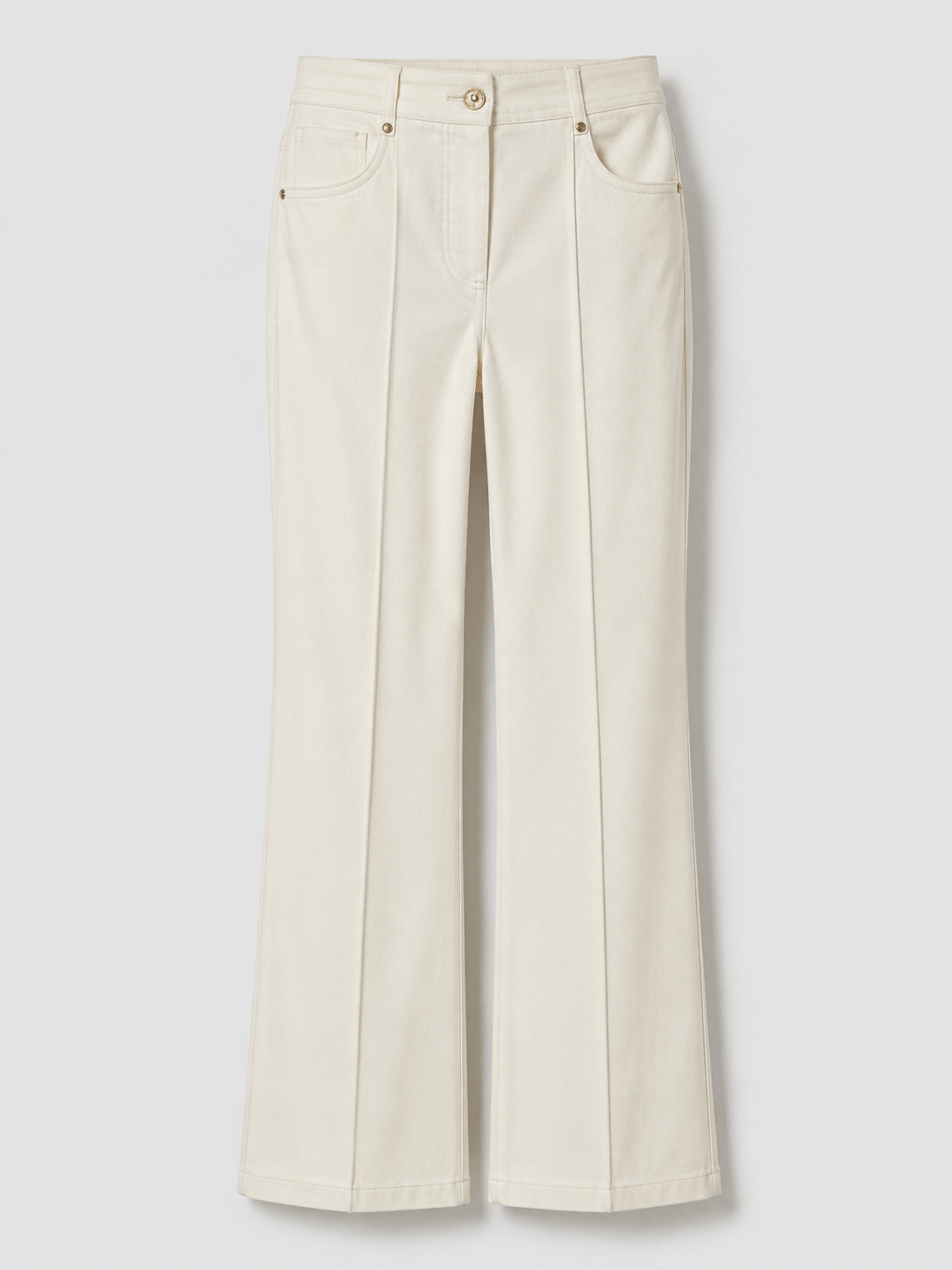 Crèmekleurige Marciano by Guess broek met uitlopende pijpen.
