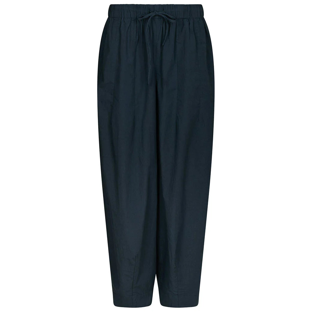 Neo Noir Prina C Navy Poplin Balloon Trousers – Elasticated Drawstring Waist | Women