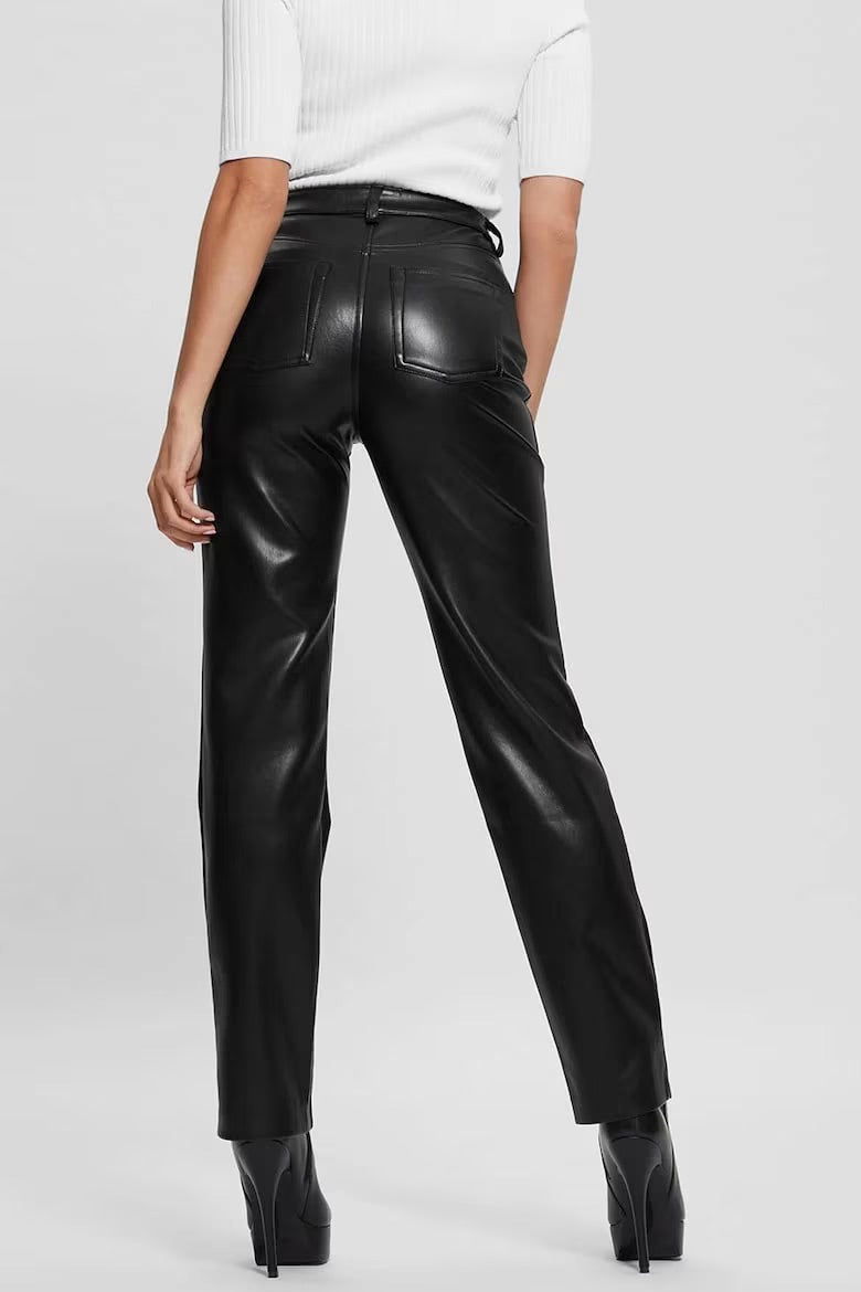 Guess Kelly Straight Faux Leather Trousers – Black